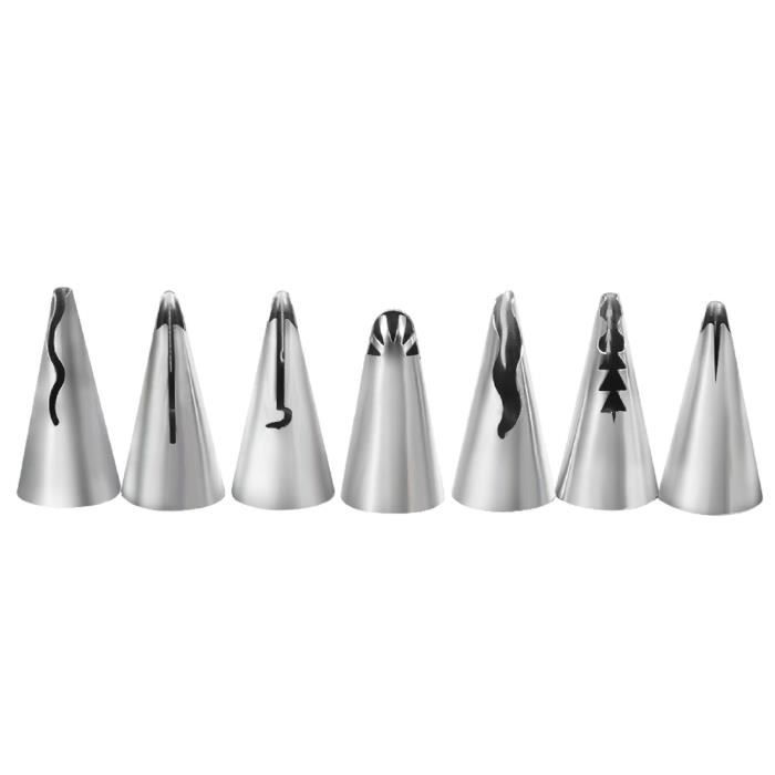 Lot De 7 Douilles à Trou Rond En Acier Inoxydable - Pour Décorer Gâteaux, Biscuits Et Pâtisseries - Kit De Décoration