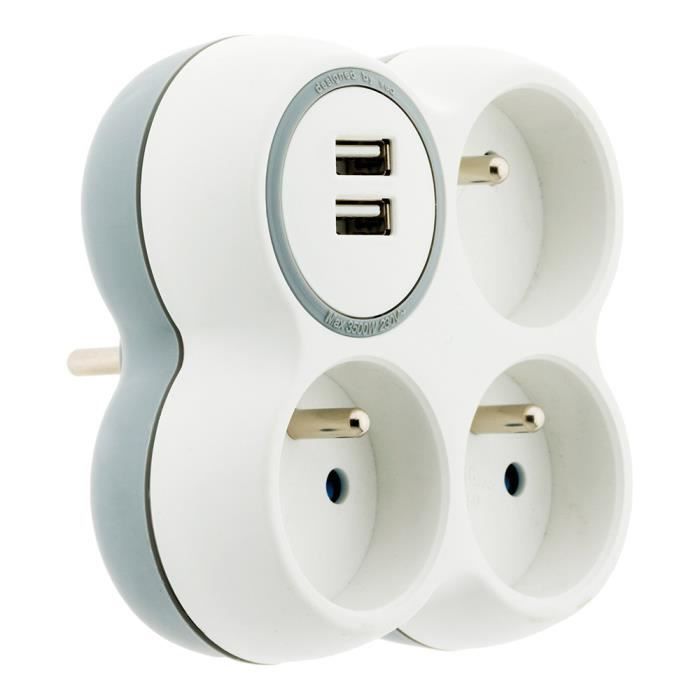 Triplite 16A 2P T 2 Ports Usb & Legrand - Fiche Multiprise Avec 3 Prises Latérales Avec Terre