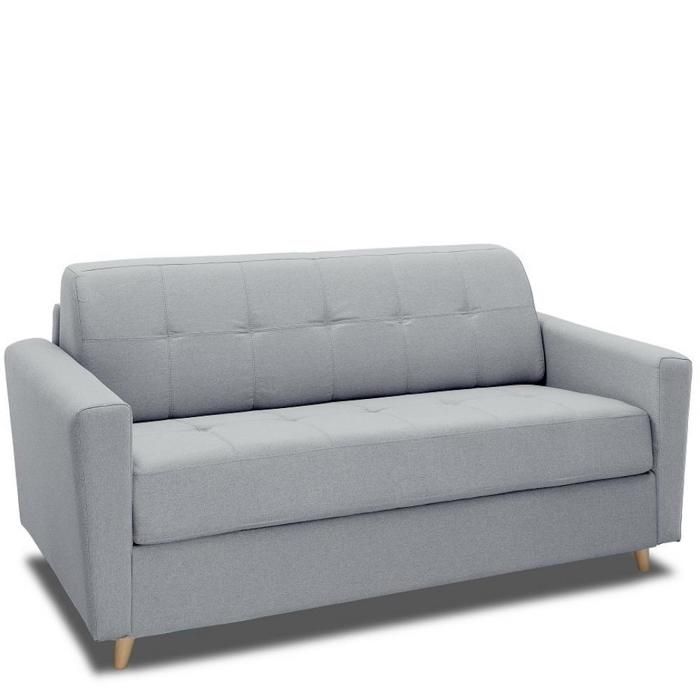 canape convertible express 3 places en tissu tweed gris clair style scandinave couchage 140cm epaisseur matelas 16cm mezzano cdiscount maison