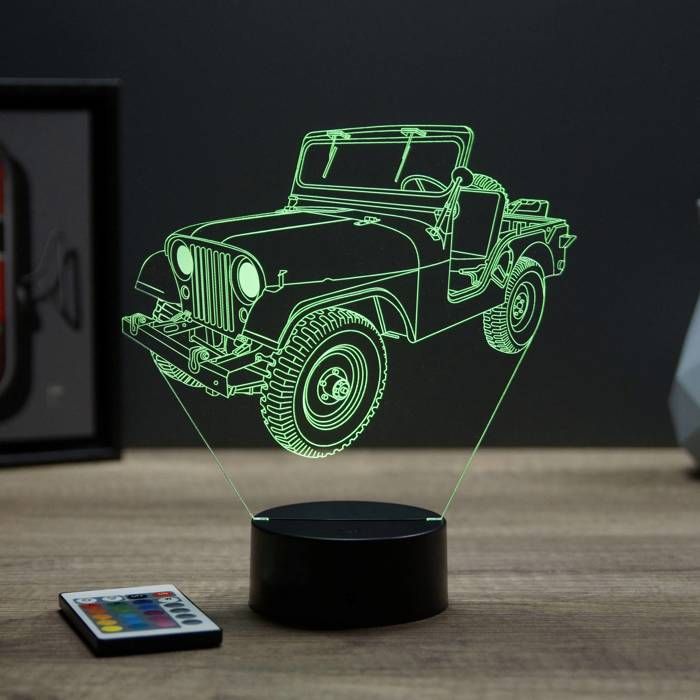Lampe 3D Jeep Willys M38 A1 – LED – Idée Cadeau – Fabriquée en France