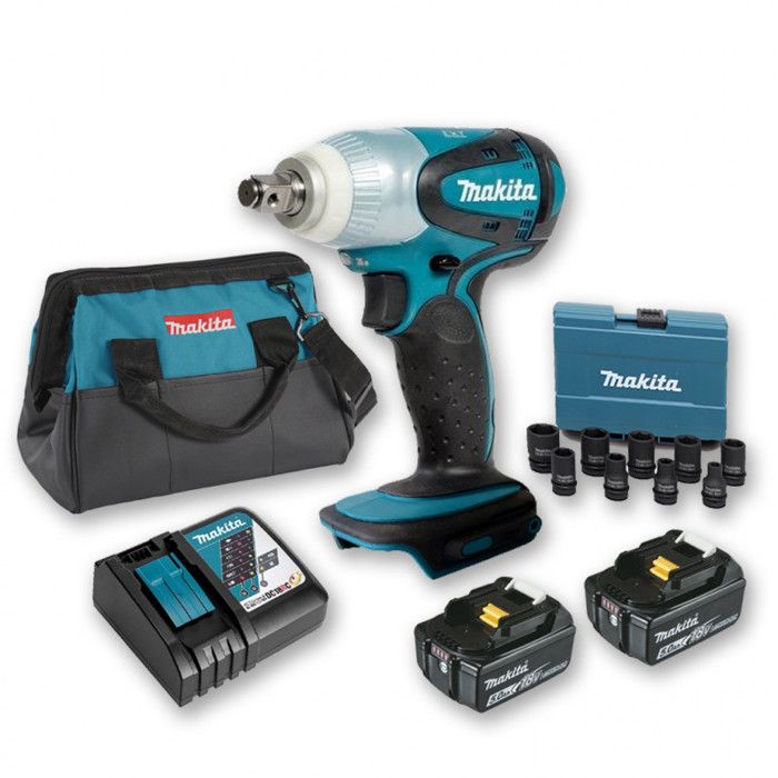 Boulonneuse à chocs MAKITA DTW251 18V 230Nm 2 batteries 5Ah + Coffret 9 douilles