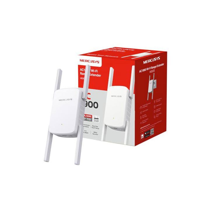 MERCUSYS Répéteur WiFi ME50G Amplificateur Bi-bande WiFi AC1900 Mbps Extender WiFi Deux antennes à gain élevé réglables 1 Port