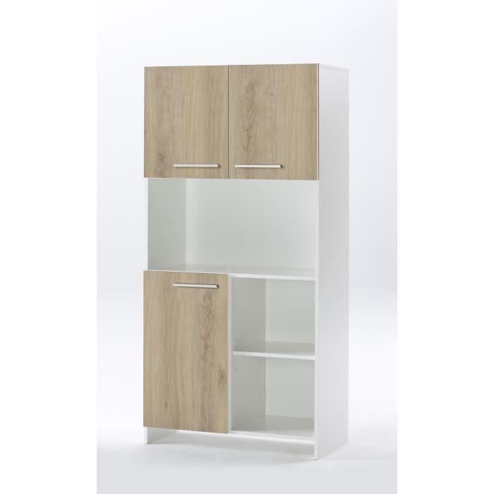 Miami Buffet De Cuisine Decor Chene Et Blanc L 80cm Achat