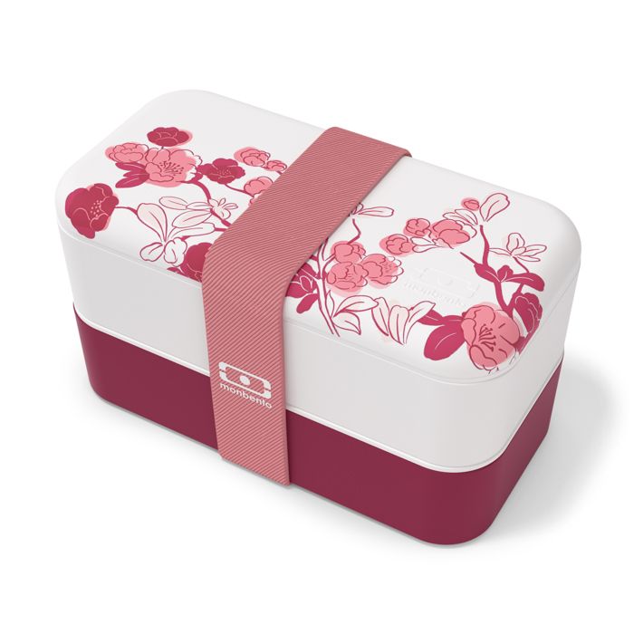 bento box - lunch box 2 compartiments - idéal pour travail/ecole - made in france - mb original graphic magnolia - monbento