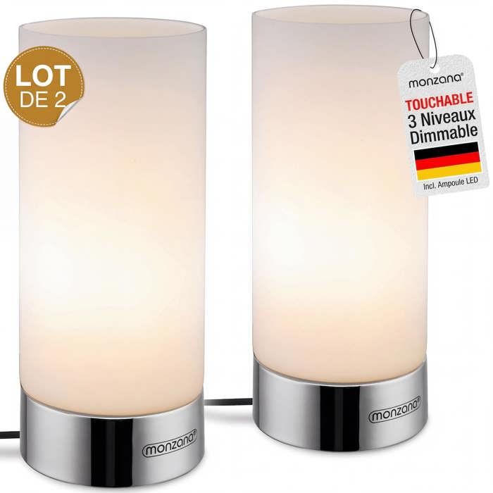 2x Lampes de table Golau LED Fonction tactile luminosité réglable Chevet Salon Bureau éclairage intérieur