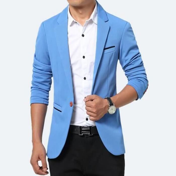Veste Blazer Homme Slim Fit Casual Veste 2016 automne ,XXL,BLEU CIEL Bleu ciel - Achat / Vente veste - Cdiscount