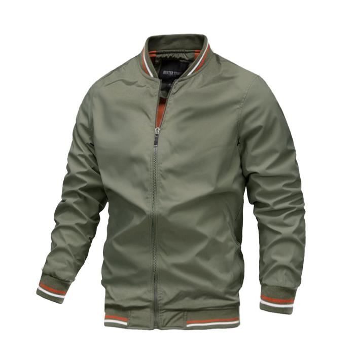 Veste Homme KJEHOME Printemps Casual Col Montant Legere Noir Vert Vert Cdiscount Pret a Porter