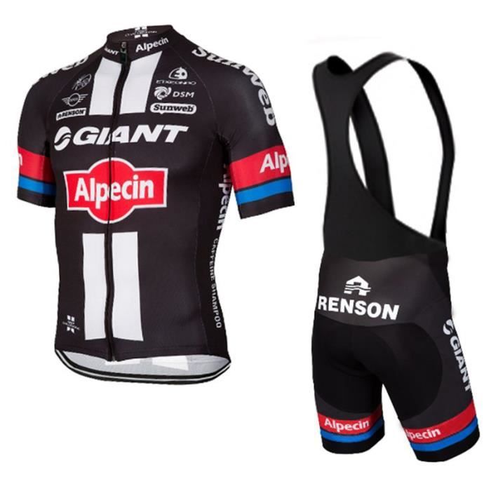 Giant Alpecin Maillot de Cyclisme Manches Courtes + Cuissard Vélo à  Bretelles Homme - Cdiscount Sport
