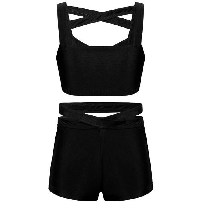 Ensemble de Gymnastique pour Enfant Fille iixpin Noir Sans