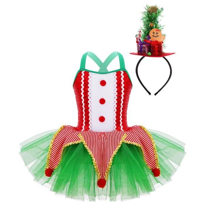 Inhzoy Enfants Filles Noel Tutu Robe de Danse Deguisement Elfe Santa Lutin Costume Robe Princesse Soiree Halloween Anniversaire Rouge Cdiscount Pret a Porter