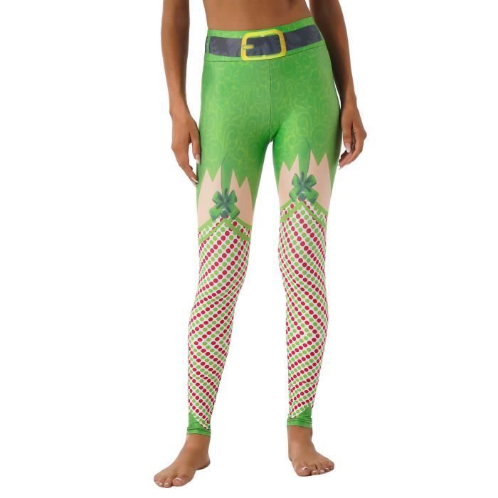 IEFIEL Femme Noel Leggings Slim Collants Deguisement Lutin Elf Extensible Pantalon Long Stretch Legging de Sport Fete Carnaval S XL Type D Cdiscount Pret a Porter