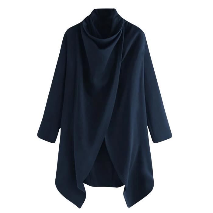 Veste Cape Homme Street Style Col Haut Couleur Unie Manches