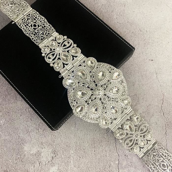 CEINTURE Ceinture Caftan en strass pour femmes Style marocain robe de mariee personnalisee chaine de taille en silver B3765 Blanc Cdiscount Pret a Porter