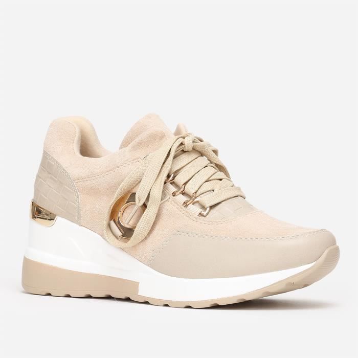 basket compensée beige