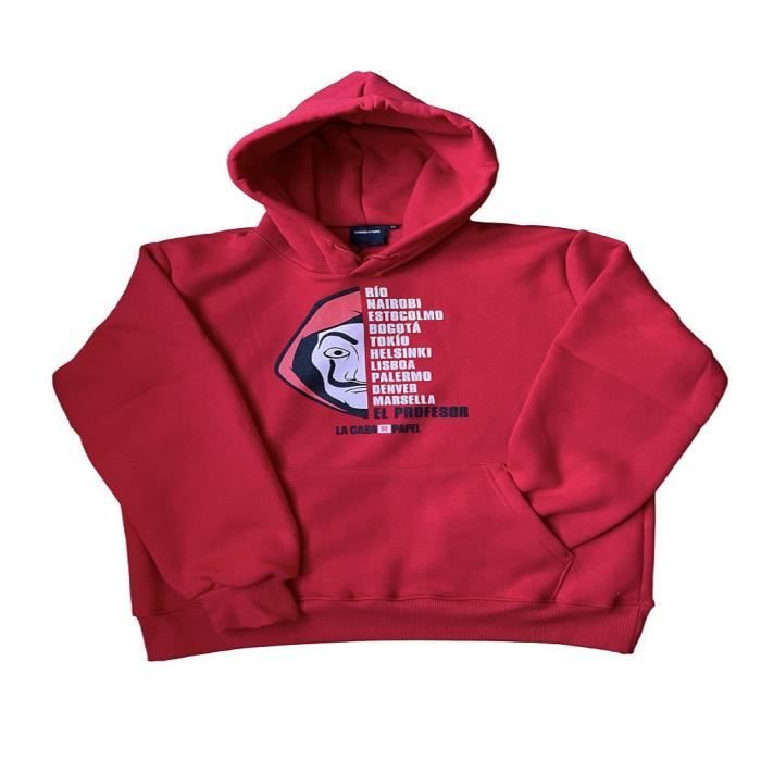 La Casa de Papel Sweat a capuche unisexe en molleton rouge pour hommes et femmes les seuls originaux sous licence Netflix Rouge Cdiscount Pret a Porter