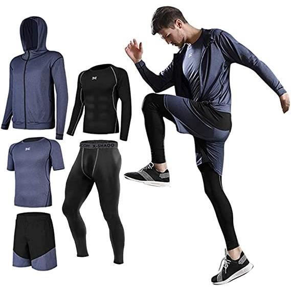 Ensemble Compression Tenue Sport Homme Fitness Vetement Running