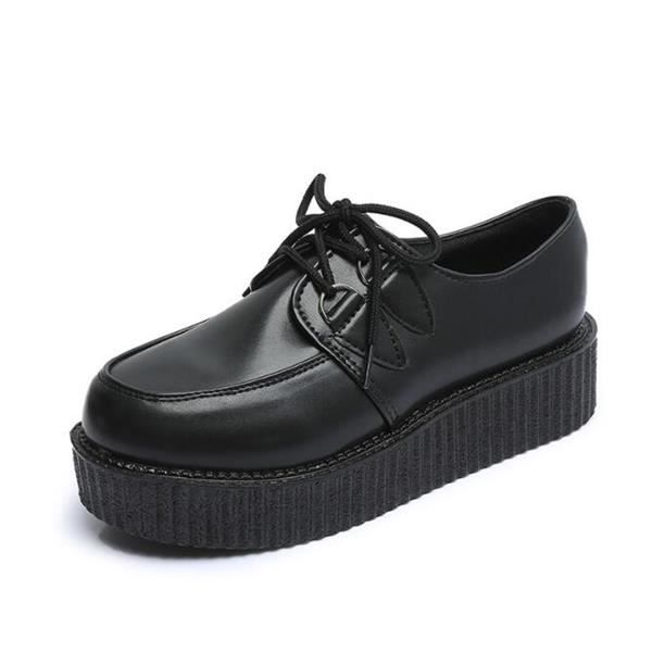 2018 Femme Creepers Bottines À Enfiler Plate-forme ronde automne bout Hiver Chaussures 
