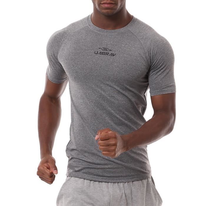 Tee Shirt Homme Compression Maillot Manche Longue, Baselayer T-Shirt Running Vetement pour Sports Jogging Musculation Gym Blanc XS