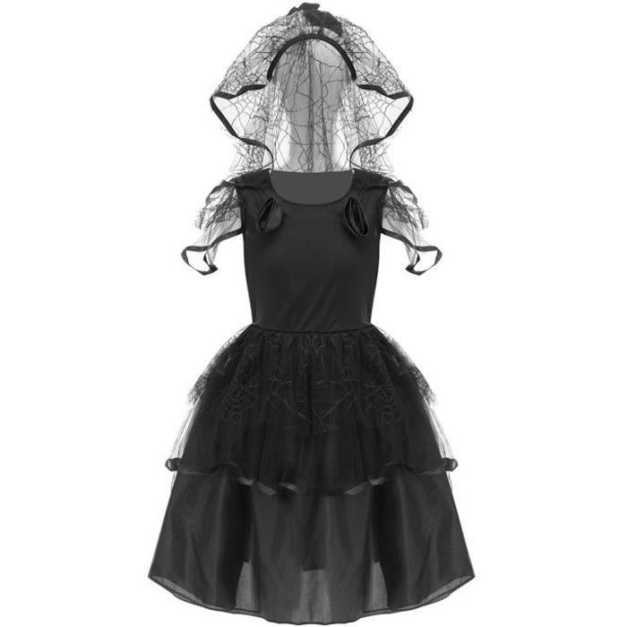 YIZYIF Deguisement Mariee Gothique Fille Enfant Costume Robe Princesse Steampunk Halloween 2 8 Ans Noir Noir Cdiscount Pret a Porter