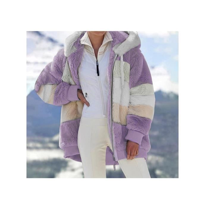 Veste Polaire Femme Oversize - Capuche - Duvet Sherpa Teddy - Grande Taille - Chaud Pour Automne/Hiver