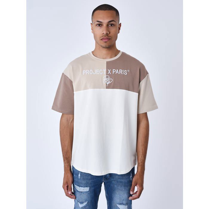 T-shirt oversize effet color block Beige Cdiscount Prêt-à-Porter