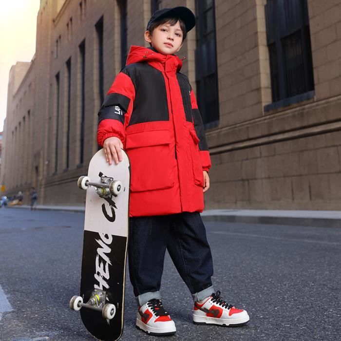 Doudoune Enfant Garçon Bricolore Casual Epaisse Chaude Hiver A Capuche de 5  à 14 ans Mi-longue Rouge - Cdiscount Prêt-à-Porter