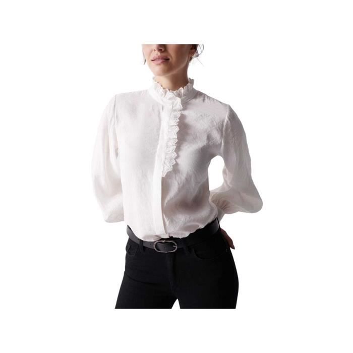 Chemise à manches longues avec col portrait Snowdrop -  White