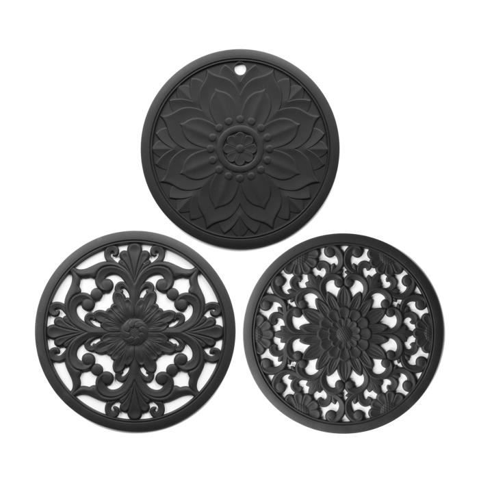 Rose Qifumaer Dessous Plat Rond Tapis en Silicone Multi-usages sous Plats de Table Coussin disolation Thermique Tapis de S/échage pour Cuisine