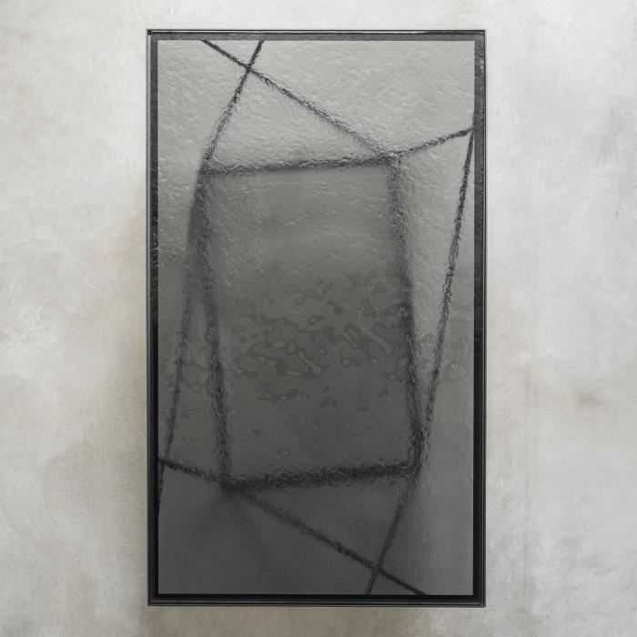 table basse evoque structure acier couleur noir - plateau verre fumé noir metal inside75