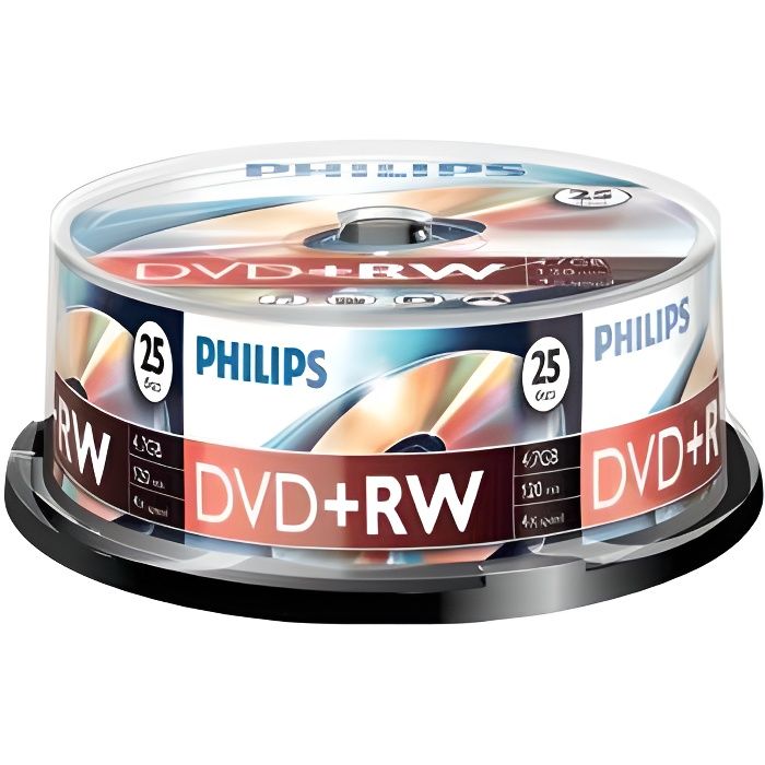 Philips DW4S4B25F 25 x DVD+RW 4.7 Go 120 minutes 1x 4x spindle - vue 2