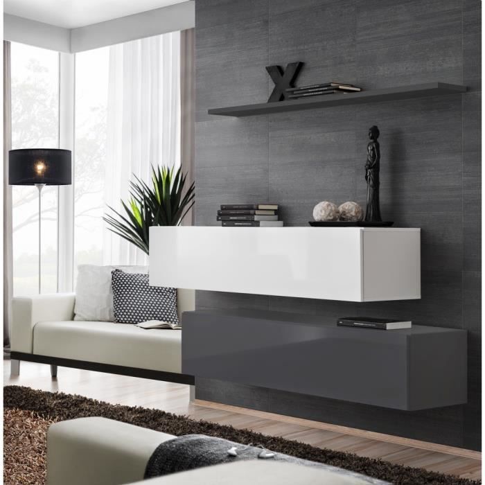 ensemble meubles de salon switch sbii design, coloris gris et blanc brillant. 30 gris