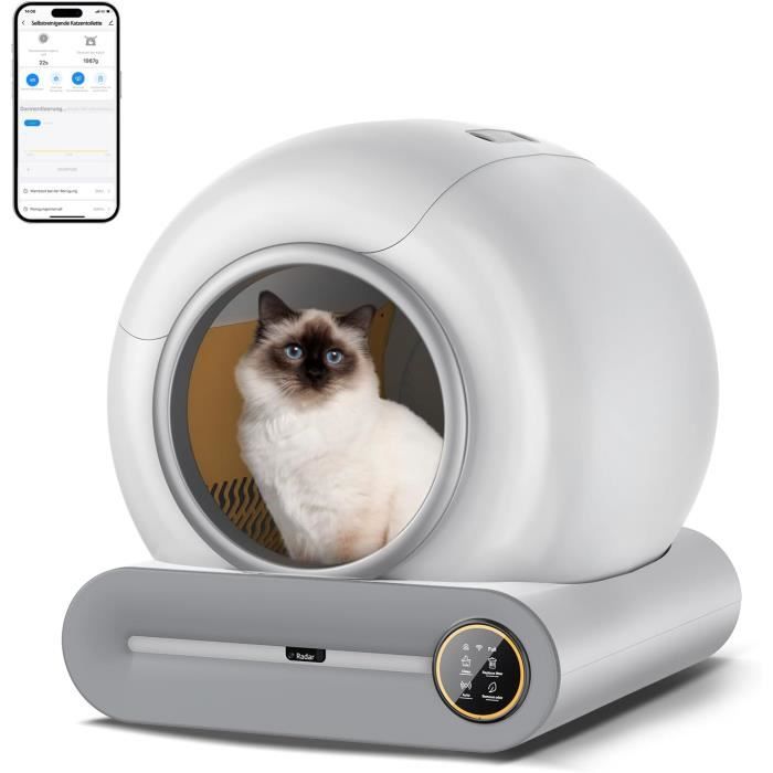 Comparer les prix de Distributeur croquettes chat automatique,Bac à litière autonettoyant pour chat,robot automatique pour plusieurs chats avec 65L+9 L