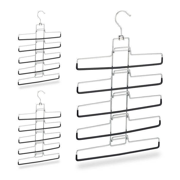 Relaxdays Cintre multiples set 3 multifonctions gain place 15 pantalons jupes support amovible 52x33 5x2 cm argent