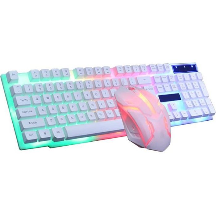 Gaming Keyboard Gaming Mouse Claviers USB Gamer Sentant Wired Keyboard Pour Jeu Pc Ordinateur de bureau blanc