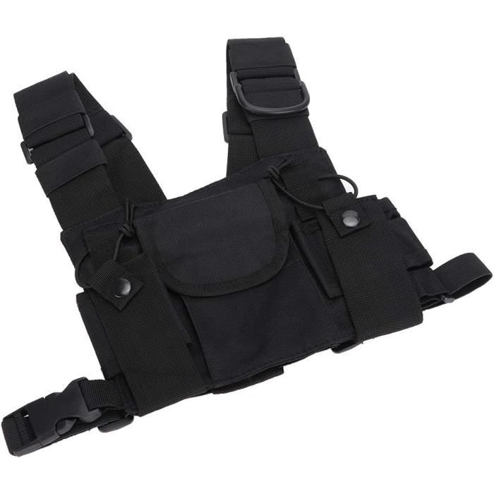 Harnais Poitrine Pour Walkie-Talkie Fasient - Nylon 1680D - Noir - Pour Radio PMR