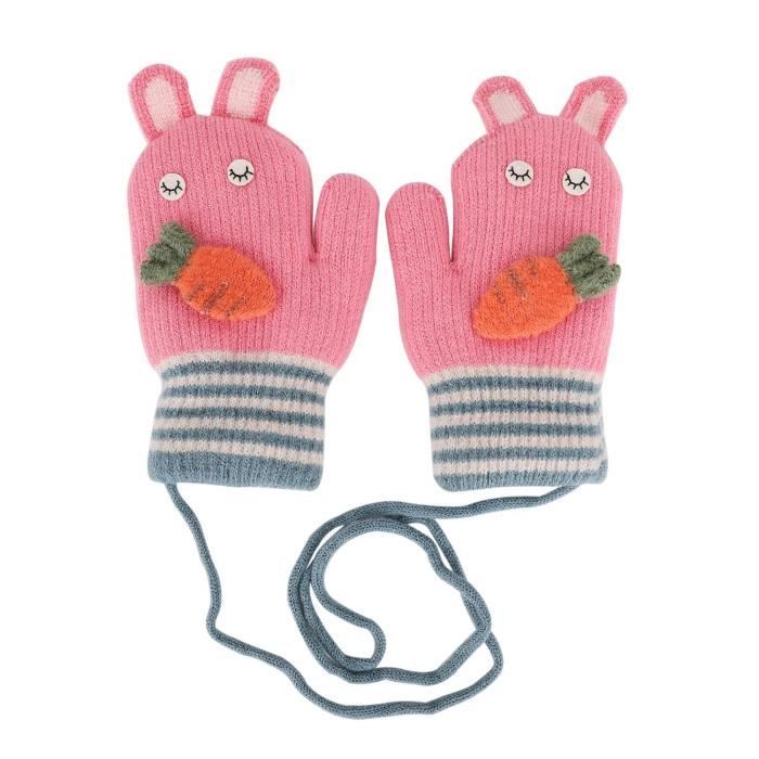 Moufles pour Enfant Fille Garçon 1-3 Ans Gants Chauds Tricotés