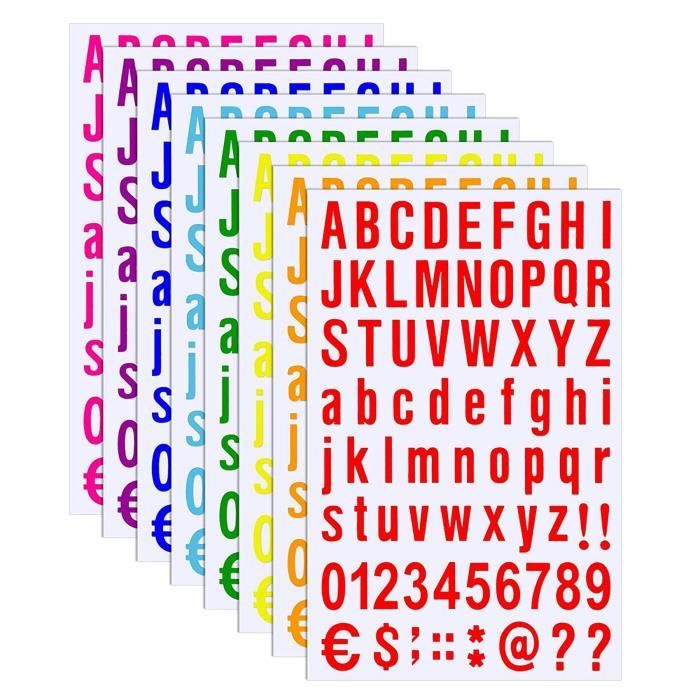 8 Feuilles Autocollant Vinyle Lettres Chiffres Kit Autocollant NuméRos de BoîTe Aux Lettres