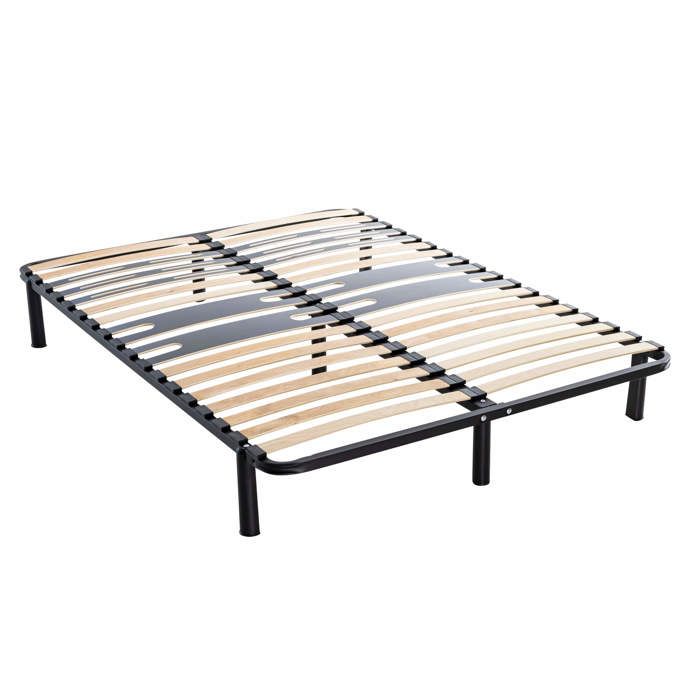 Sommier cadre à lattes métal en kit 5 zones morphologiques pieds inclus - SOMEO 140x190 - Noir - Fabriqué en France - Someo Sommier cadre à lattes métal en kit 5 zones morphologiques pieds inclus - SOMEO 140x190 - Noir - Fabriqué en France - Someo