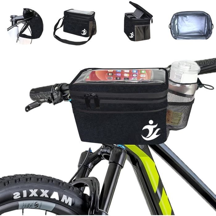 Sacoche De Guidon Vélo 5L Imperméable - Noir, Nylon, 22x17x14 Cm