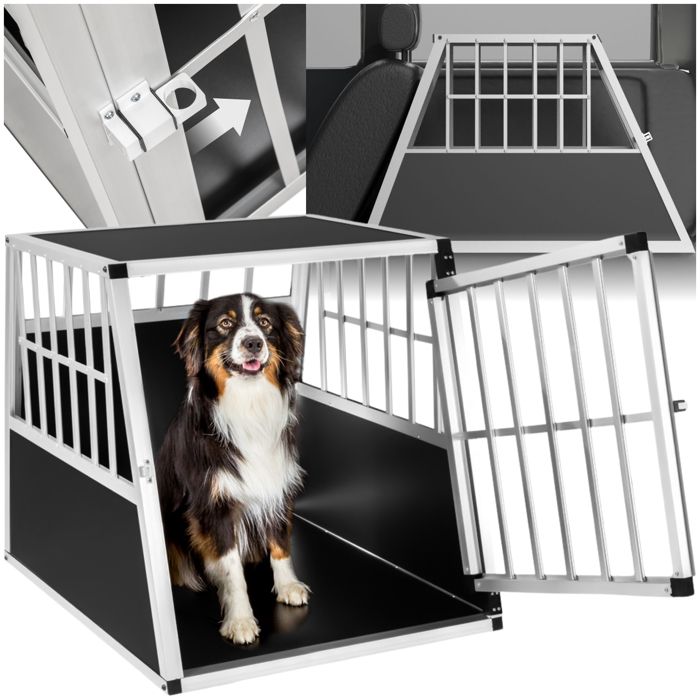 Cage de transport - TECTAKE - Caisse de transport pour chien SCHNUBI en aluminium solide en forme trapèze 66 x 90 x 69 5 cm - Noir Cage de transport - TECTAKE - Caisse de transport pour chien SCHNUBI en aluminium solide en forme trapèze 66 x 90 x 69 5 cm - Noir