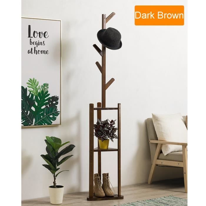 Tempsa Porte Manteau Sur Pied En Bambou Meuble D Entree Portant Pour Vetements Rangement Avec 5 Crochets Pour Salon Chambre Cdiscount Maison