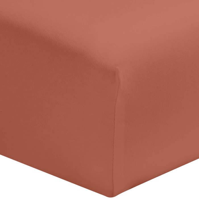 Drap housse terracotta 100% coton bonnet 40 cm 160x190 cm - Orange - Fabriqué en France - Terre de Nuit Drap housse terracotta 100% coton bonnet 40 cm 160x190 cm - Orange - Fabriqué en France - Terre de Nuit