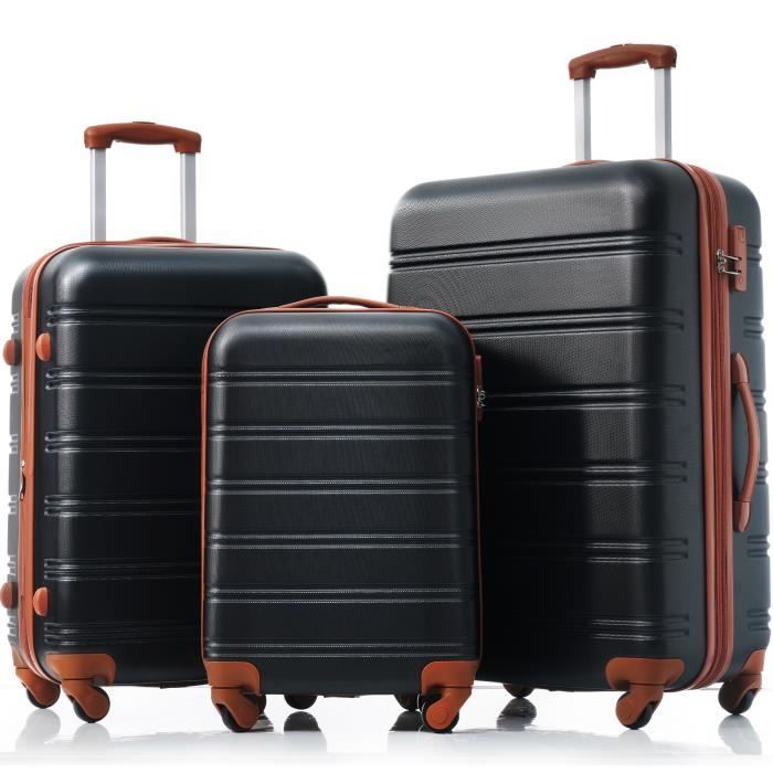 Set valise rigide trolley roulette silencieuse 360° matériau ABS