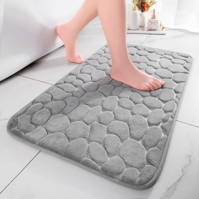 Tapis De Bain Mémoire De Forme Antidérapant 40x60 Cm – Ultra Doux, Épaissi & Absorbant – Noir Élégant Pour Salle De Bain