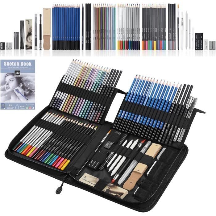 Set De 12 Crayons De Couleur TOPModel – étui, Taille-crayon, Livret Coloriage – Mine Incassable