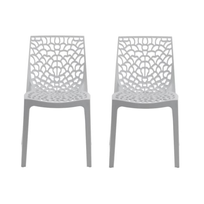 lot de 2 chaises empilables diademe - polypropylène - blanc dolomite