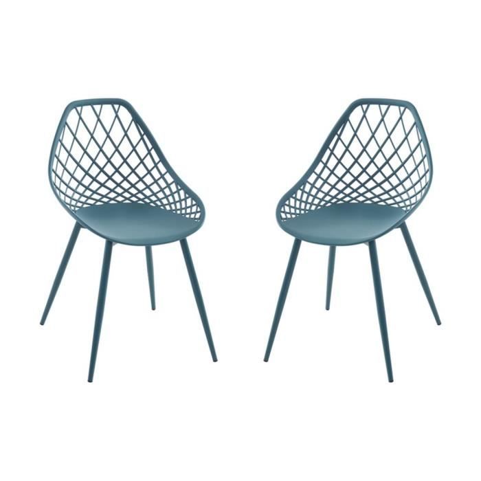 chaises de jardin en polypropylène avec pieds en métal - bleu canard - malaga