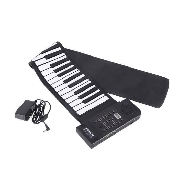 Clavier électronique piano, souple en silicone portable 61 touches  enroulable flexible piano numérique de musique pour enfants