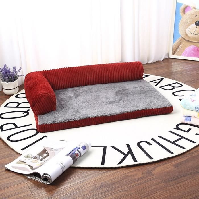 Coussin Panier Corbeille pour Chien Chat Déhoussable Couchage Souple S-XL rouge L(90x70x20CM)
