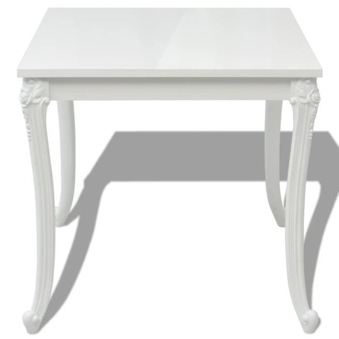 table de salle à manger 80 x 80 x 76 cm laquée blanche - yosoo - 0f060n01243382